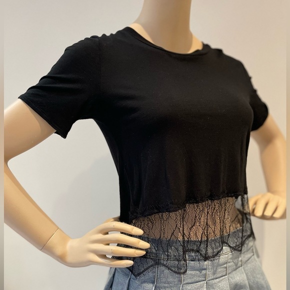 ARITZIA - Wilfred black t-shirt with lace trim Size Xxs - Picture 1 of 8